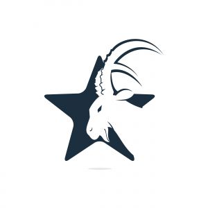 Goat And Star Logo Template Design. Mountain goat vector logo design.	