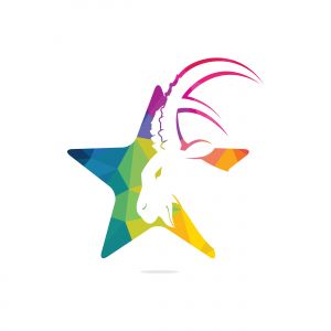 Goat And Star Logo Template Design. Mountain goat vector logo design.	