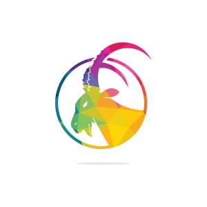 Goat Simple Logo Template Design. Mountain goat vector logo design.	
