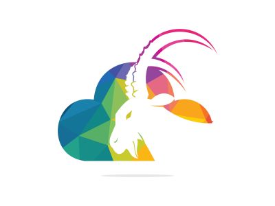 Goat And Cloud Logo Design. Mountain goat vector logo design.	