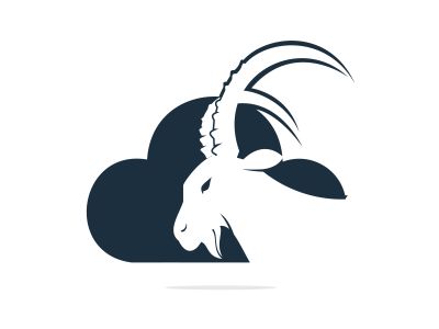 Goat And Cloud Logo Design. Mountain goat vector logo design.	