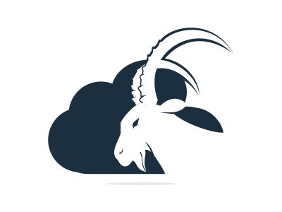 Goat And Cloud Logo Design. Mountain goat vector logo design.	
