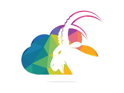 Goat And Cloud Logo Design. Mountain goat vector logo design.	