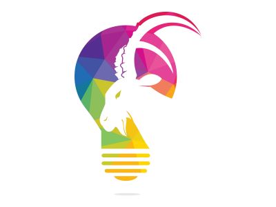 Goat light bulb logo design. Creative idea concept design.	