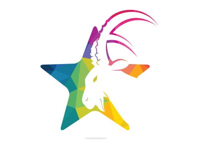 Goat And Star Logo Template Design. Mountain goat vector logo design.	