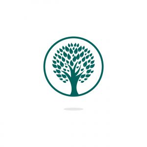 Green tree logo design. Abstract organic element vector design. Ecology Happy life Logotype concept icon.	