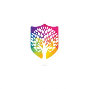 Green tree logo design. Abstract organic element vector design. Ecology Happy life Logotype concept icon.	