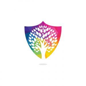 Green tree logo design. Abstract organic element vector design. Ecology Happy life Logotype concept icon.	