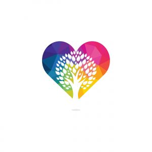 Heart Tree logo design. Love Tree logo design. Ecology Happy life Logotype concept icon.	