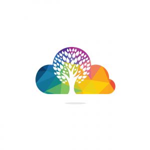 Cloud Tree vector logo design. Ecology Happy life Logotype concept icon.	