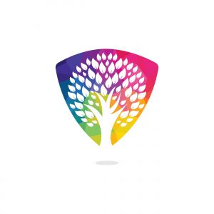 Green tree logo design. Abstract organic element vector design. Ecology Happy life Logotype concept icon.	