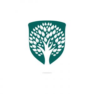 Green tree logo design. Abstract organic element vector design. Ecology Happy life Logotype concept icon.	