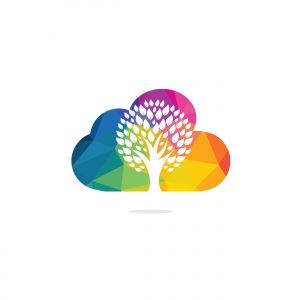 Cloud Tree vector logo design. Ecology Happy life Logotype concept icon.	