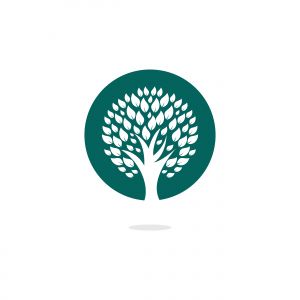 Green tree logo design. Abstract organic element vector design. Ecology Happy life Logotype concept icon.	