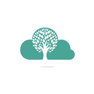 Cloud Tree vector logo design. Ecology Happy life Logotype concept icon.	
