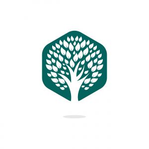 Green tree logo design. Abstract organic element vector design. Ecology Happy life Logotype concept icon.	