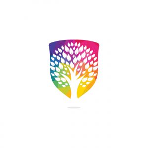 Green tree logo design. Abstract organic element vector design. Ecology Happy life Logotype concept icon.	