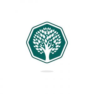 Green tree logo design. Abstract organic element vector design. Ecology Happy life Logotype concept icon.	