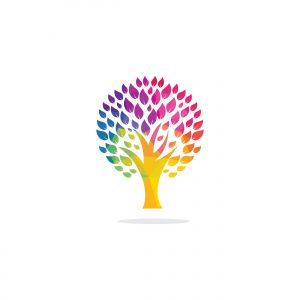 Green tree logo design. Abstract organic element vector design. Ecology Happy life Logotype concept icon.	