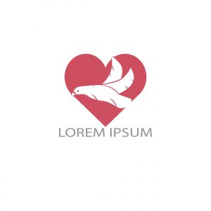 Eagle Logo abstract Heart shape. Falcon or hawk heart shape logo concept.	