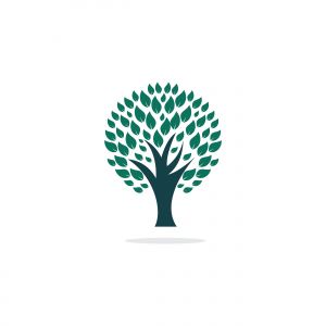Green tree logo design. Abstract organic element vector design. Ecology Happy life Logotype concept icon.	