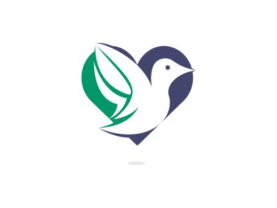 Bird love vector logo design. Bird heart shape logo template design vector icon illustration	