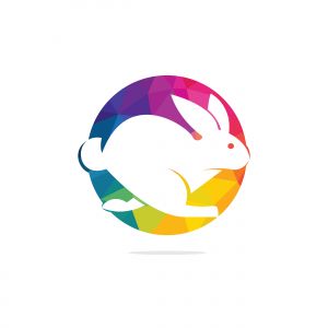 Rabbit vector logo design. Creative running rabbit or bunny logo vector concept element	