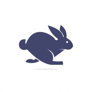 Rabbit vector logo design. Creative running rabbit or bunny logo vector concept element	
