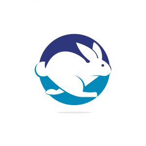 Rabbit vector logo design. Creative running rabbit or bunny logo vector concept element	