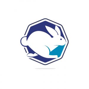 Rabbit vector logo design. Creative running rabbit or bunny logo vector concept element	