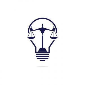 Light bulb and scale of Justice logo design. Education, legal services logo. Notary, justice, lawyer icon or symbol Vector	