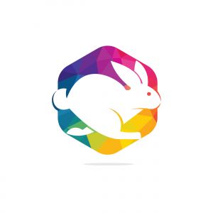 Rabbit vector logo design. Creative running rabbit or bunny logo vector concept element	