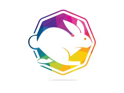 Rabbit vector logo design. Creative running rabbit or bunny logo vector concept element	