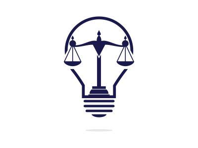 Light bulb and scale of Justice logo design. Education, legal services logo. Notary, justice, lawyer icon or symbol Vector	