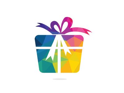 Gift box vector logo design. illustration of gift box present, greeting, surprise. Greeting box or wrap gift box.	