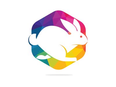 Rabbit vector logo design. Creative running rabbit or bunny logo vector concept element	