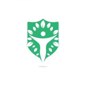 Human character with leaves logo design. Health and beauty salon logo. Nature and fitness logo.	