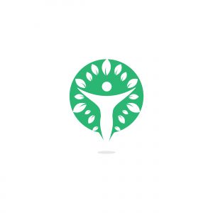 Human character with leaves logo design. Health and beauty salon logo. Nature and fitness logo.	