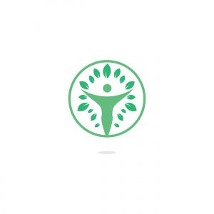 Human character with leaves logo design. Health and beauty salon logo. Nature and fitness logo.	