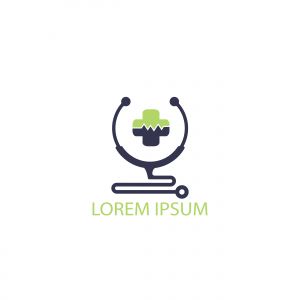 Stethoscope medical cross hospital logo design. Health care symbol. Medical vector logo design.	