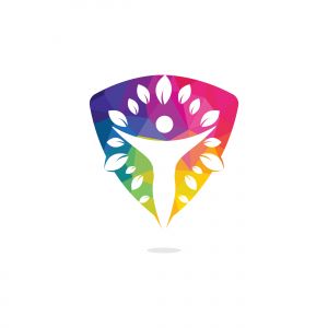 Human character with leaves logo design. Health and beauty salon logo. Nature and fitness logo.	