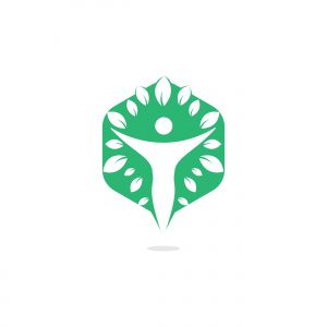 Human character with leaves logo design. Health and beauty salon logo. Nature and fitness logo.	