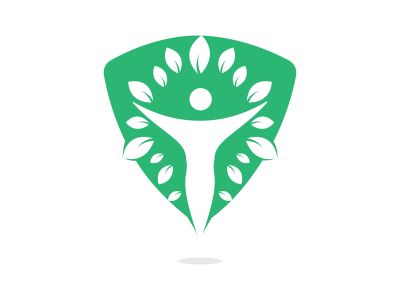 Human character with leaves logo design. Health and beauty salon logo. Nature and fitness logo.	
