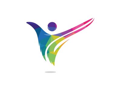 Active human character logo design. Freedom vector logo concept illustration. Health logo sign.	