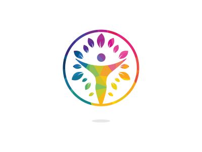 Human character with leaves logo design. Health and beauty salon logo. Nature and fitness logo.	