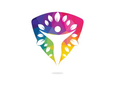 Human character with leaves logo design. Health and beauty salon logo. Nature and fitness logo.	