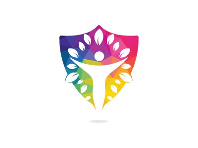 Human character with leaves logo design. Health and beauty salon logo. Nature and fitness logo.	