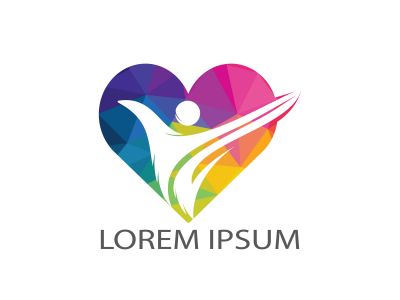 Creative human heart vector logo design. Human character with heart symbol vector logo template.	