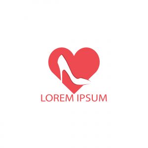 High heels with heart shape logo design. Creative logo design concept for shoe store. Fashion and Feminine logo design template.	