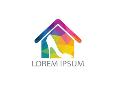 High heels with home shape logo design. Creative logo design concept for shoe store. Fashion and Feminine logo design template.	